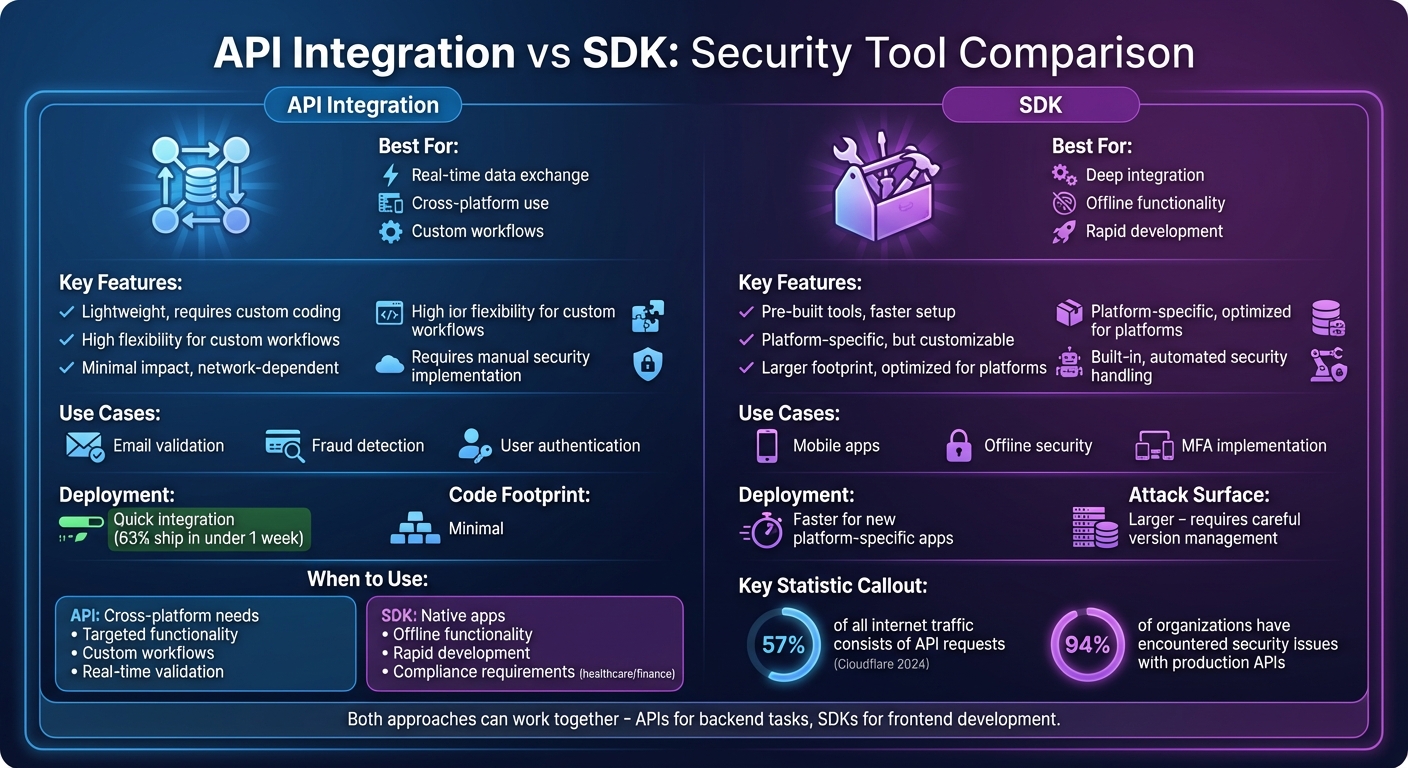 API Integration vs SDK Security Tools Comparison Chart