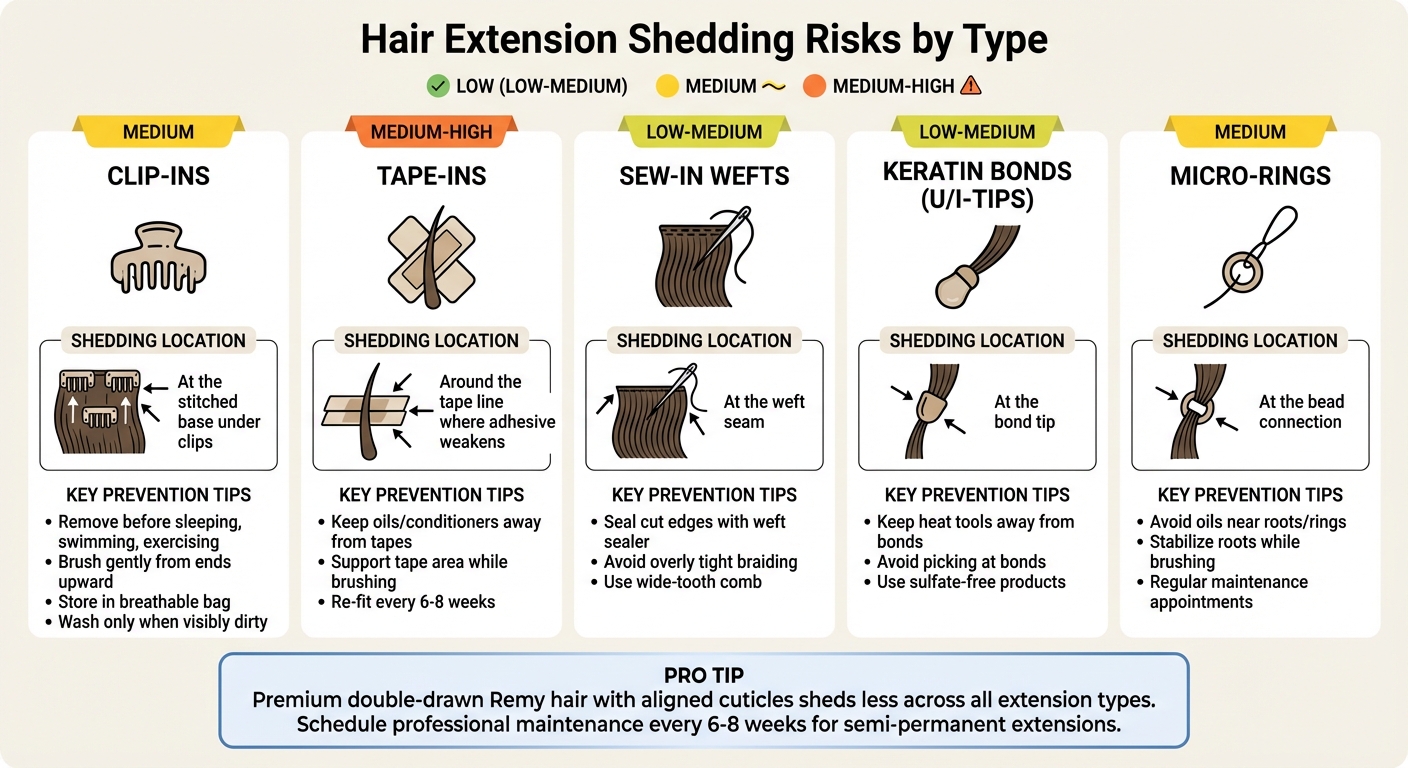 Hair Extension Shedding Risk Comparison by Type