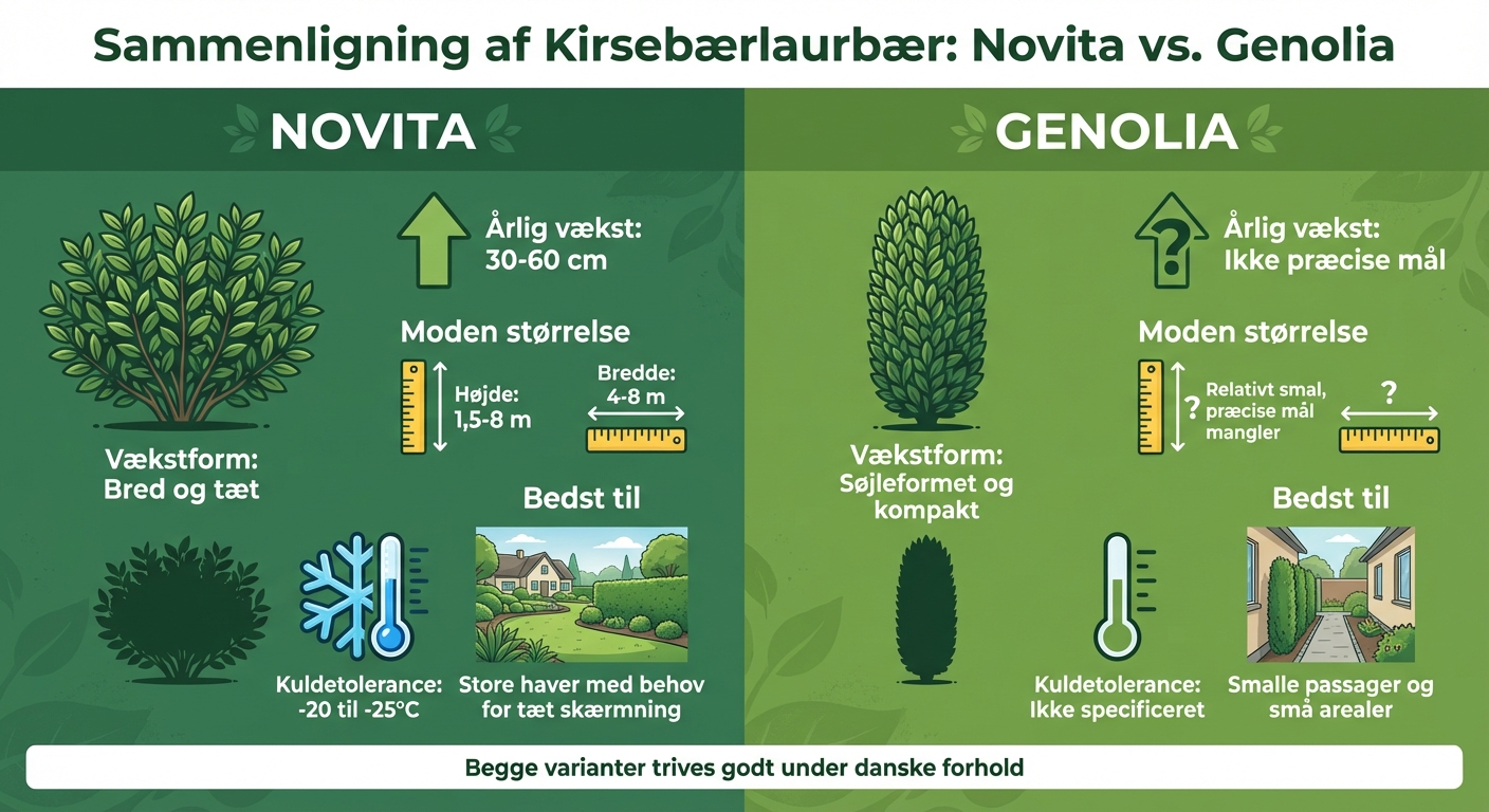 Novita vs Genolia kirsebærlaurbær sammenligning