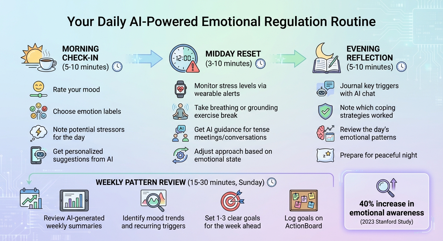 Daily AI-Powered Emotional Regulation Routine: Morning, Midday, and Evening Practices