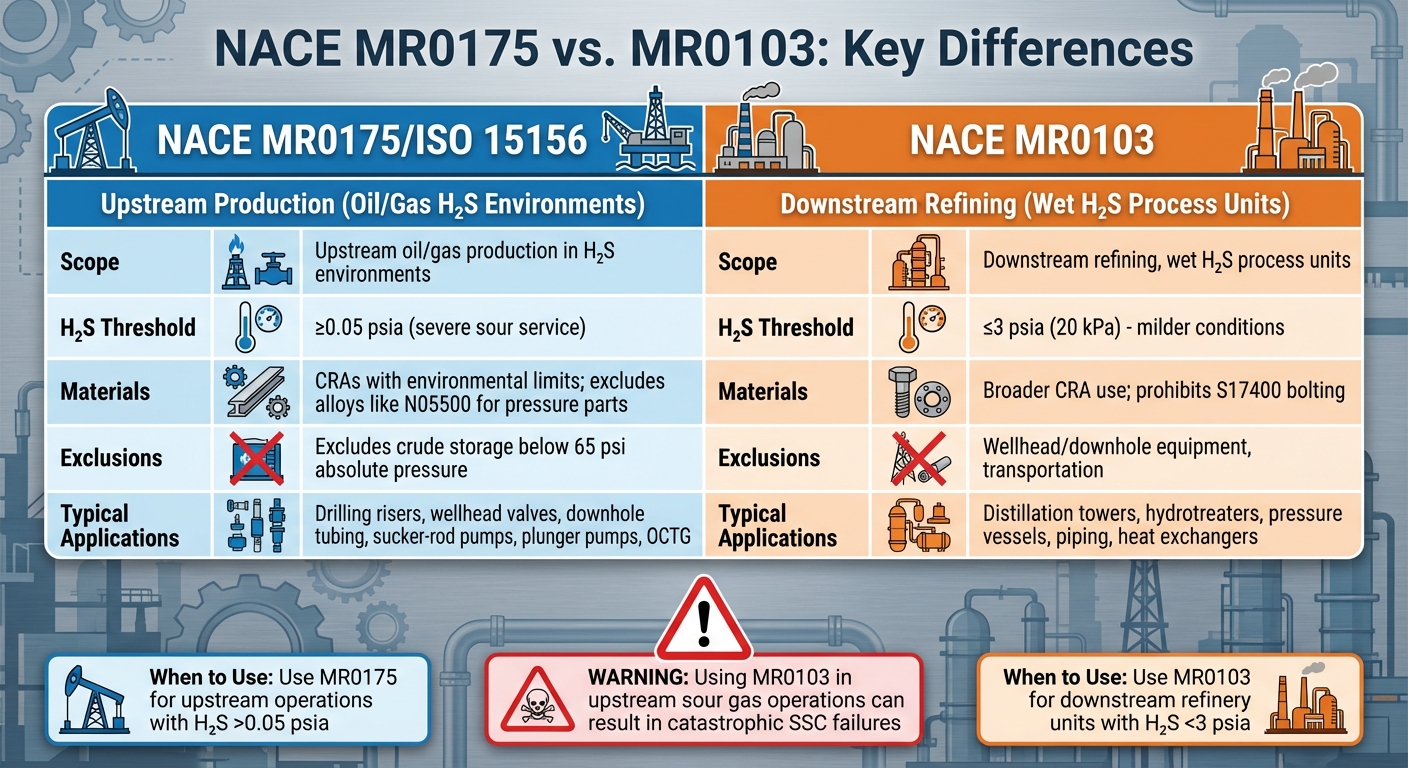 NACE MR0175 vs MR0103 Standards Comparison for Oil and Gas
