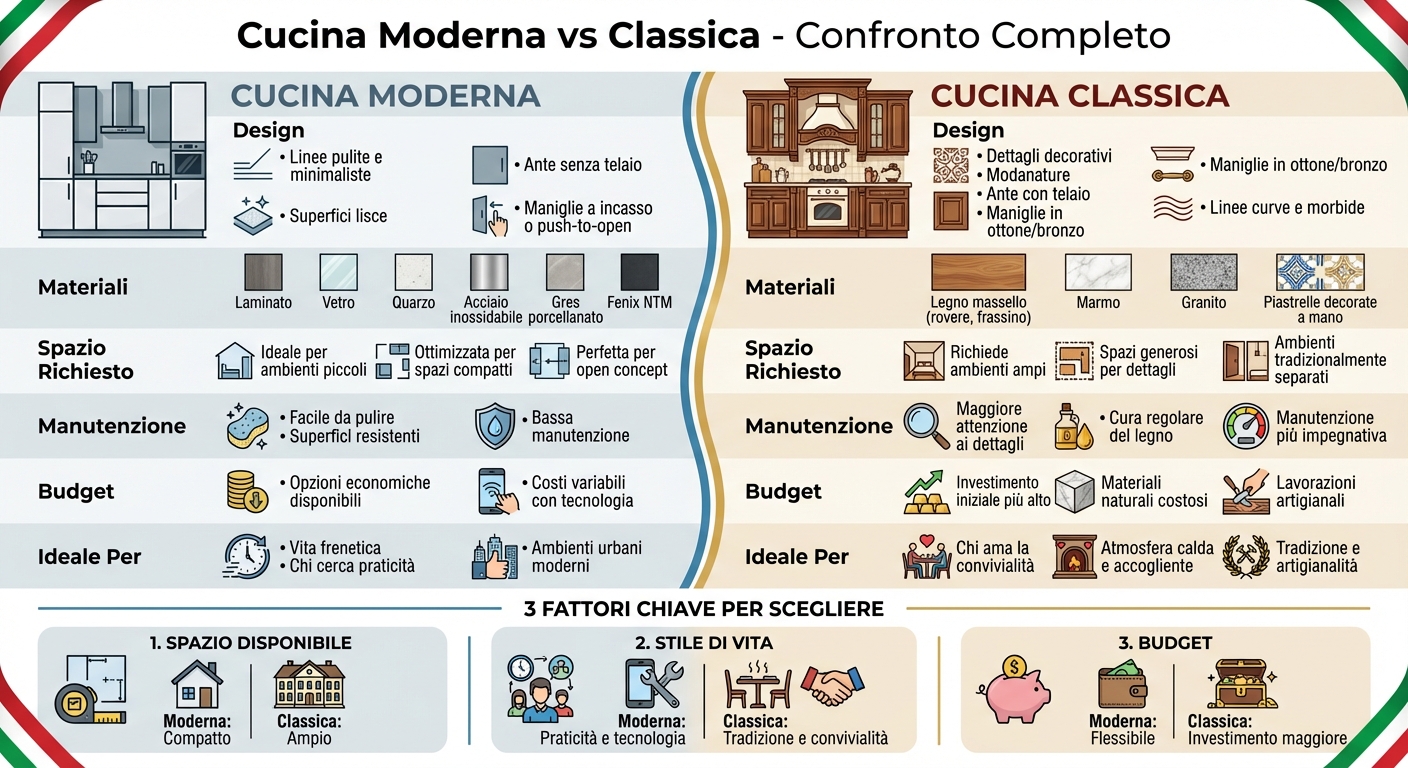 Confronto Cucina Moderna vs Classica: Design, Materiali e Costi