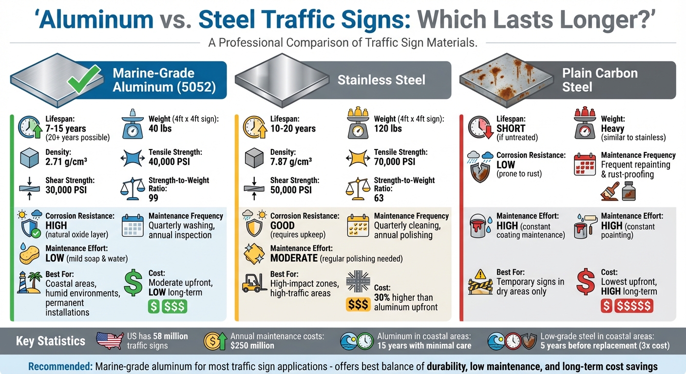 Aluminum vs Steel Traffic Signs Comparison: Lifespan, Maintenance, and Cost