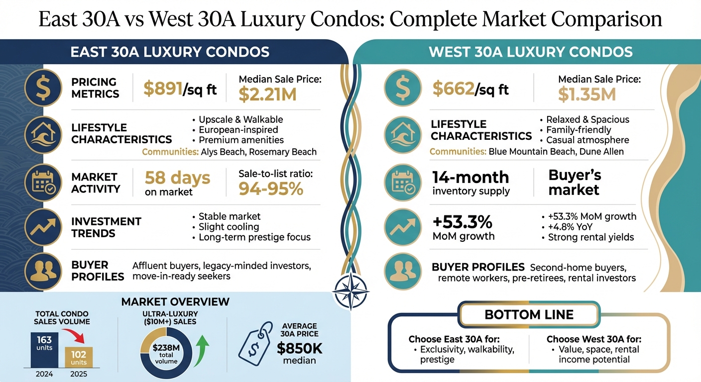 East vs West 30A Luxury Condo Market Comparison: Pricing, Lifestyle & Investment Trends