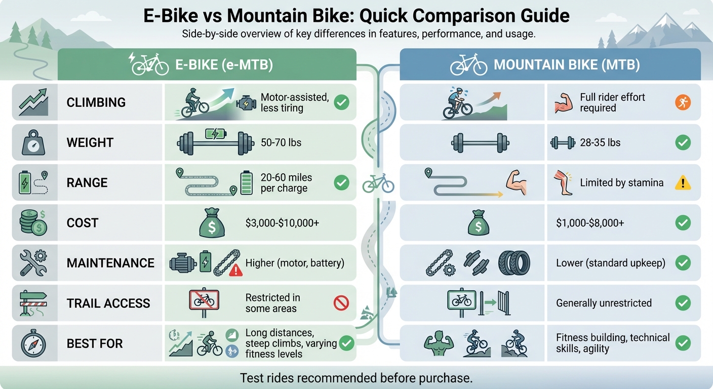 E-Bike vs Mountain Bike Comparison: Cost, Weight, Range and Maintenance