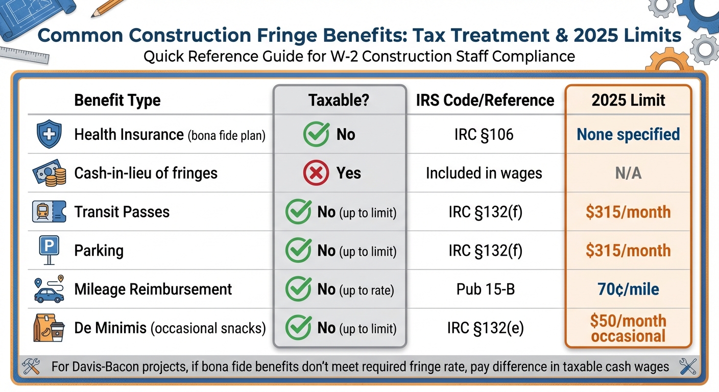 Construction Fringe Benefits Tax Treatment and 2025 Limits Guide