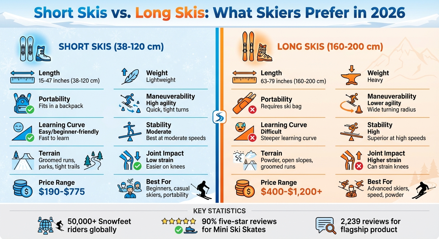 Short Skis vs Long Skis: Complete Comparison Guide 2026