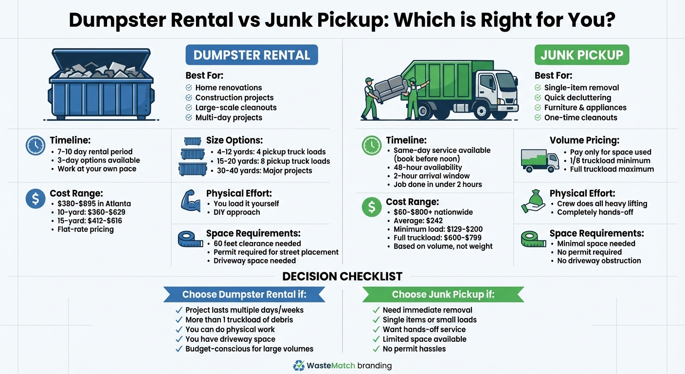 Dumpster Rental vs Junk Pickup Comparison for Atlanta Residents