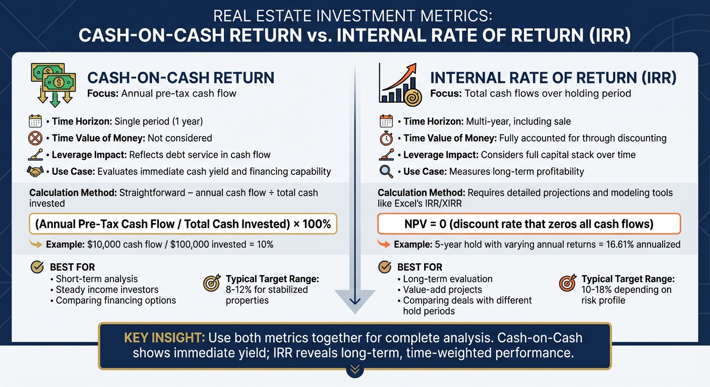 Cash-on-Cash Return vs IRR Comparison Chart for Real Estate Investors