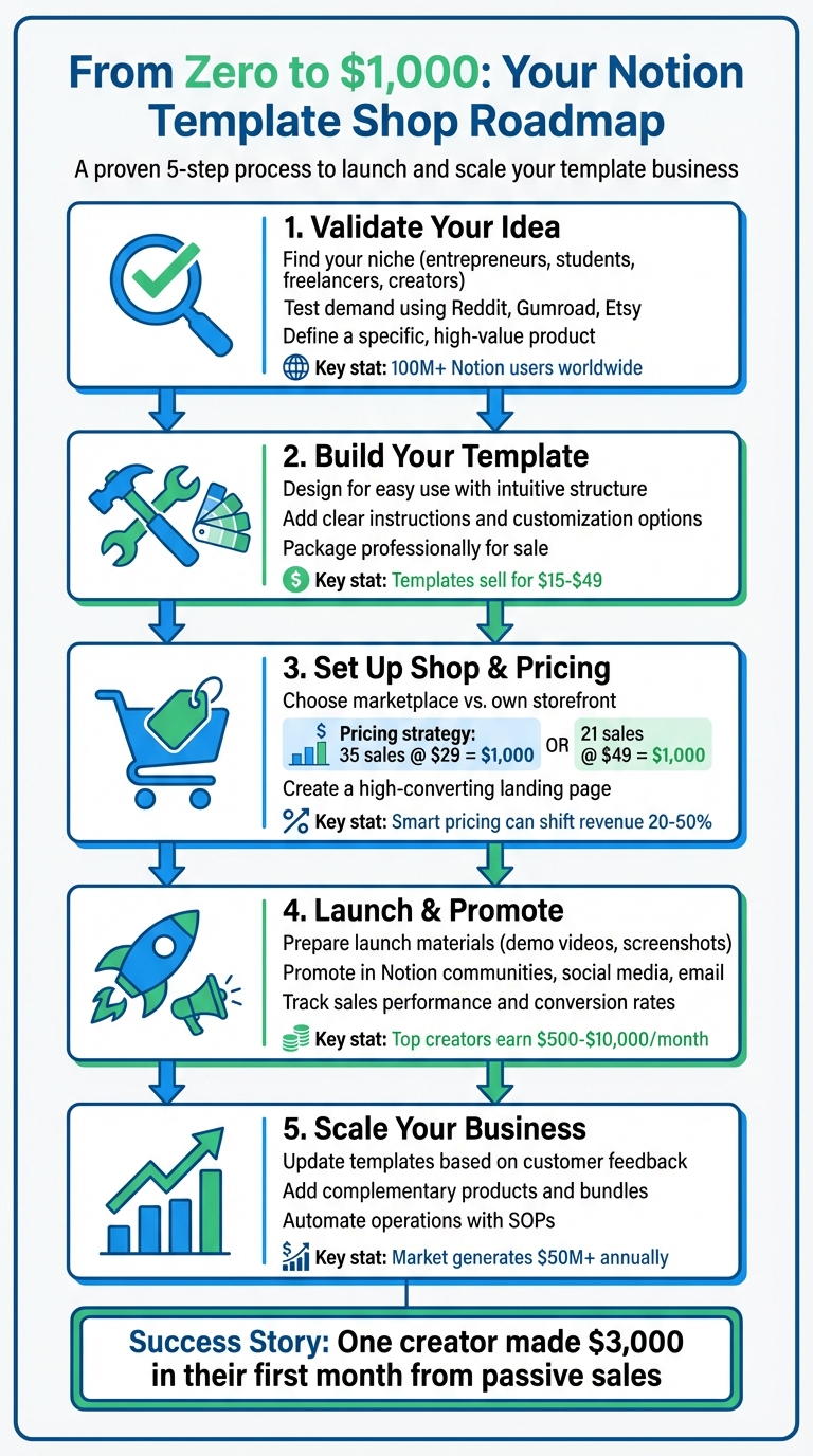 5-Step Process to Make $1,000 Selling Notion Templates
