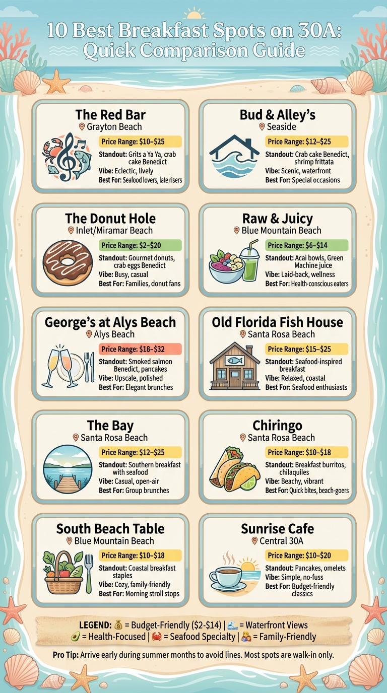 30A Breakfast Spots Comparison: Price, Location, and Best Features Guide