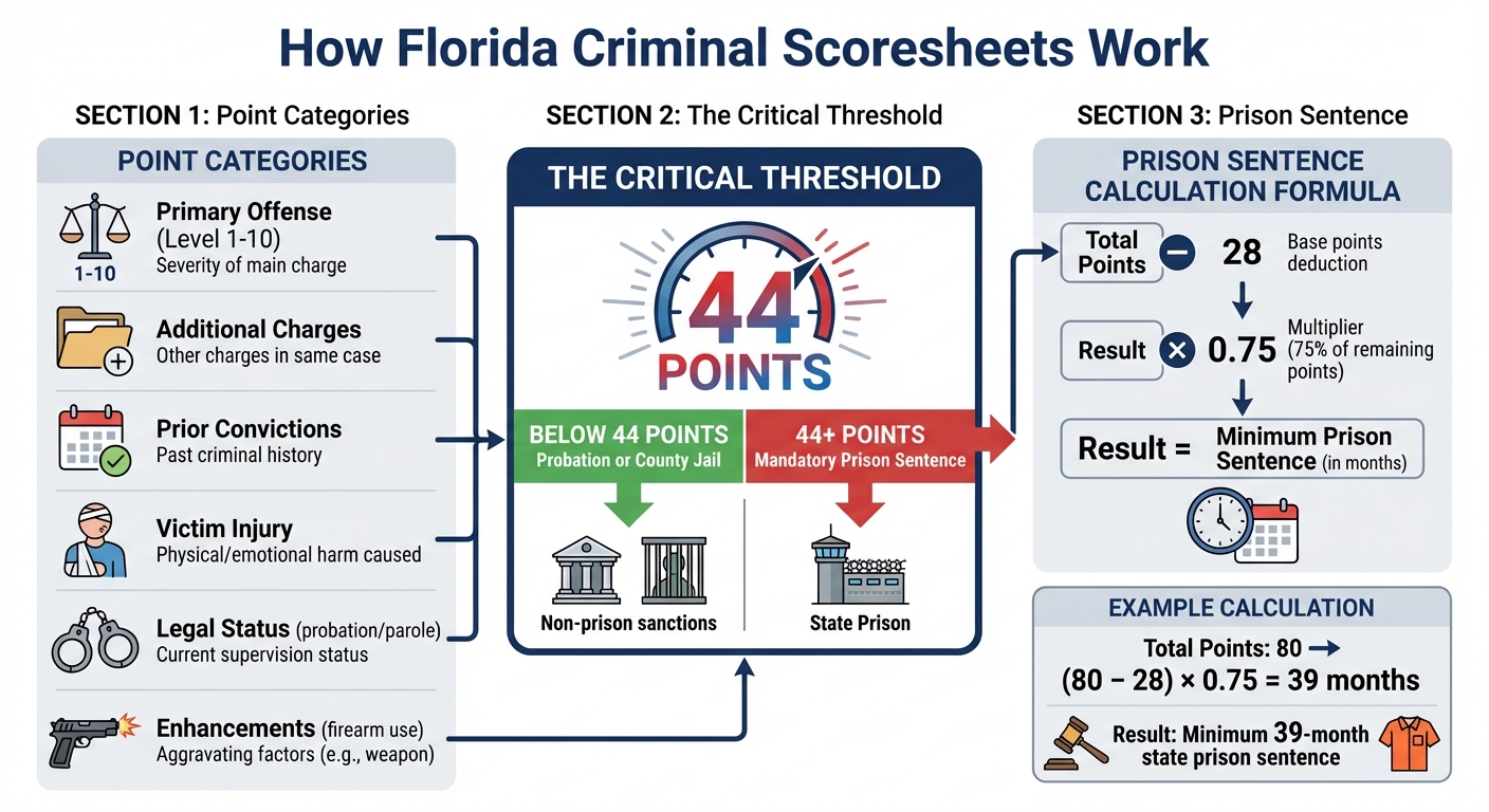 Florida Criminal Scoresheet Point Calculation System and Sentencing Formula