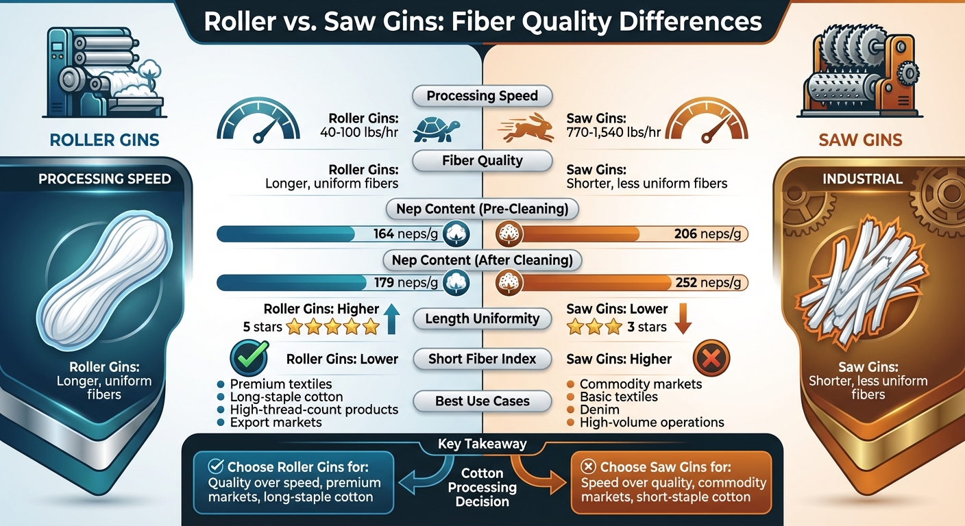 Roller vs Saw Gins: Fiber Quality and Performance Comparison