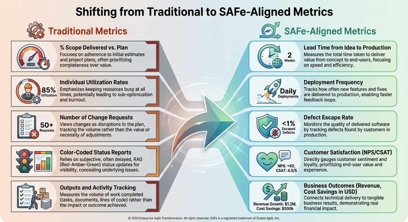 Traditional vs SAFe-Aligned Metrics Comparison