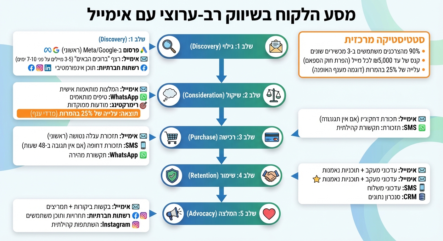 מסע הלקוח בשיווק רב-ערוצי: שילוב אימייל עם ערוצים נוספים
