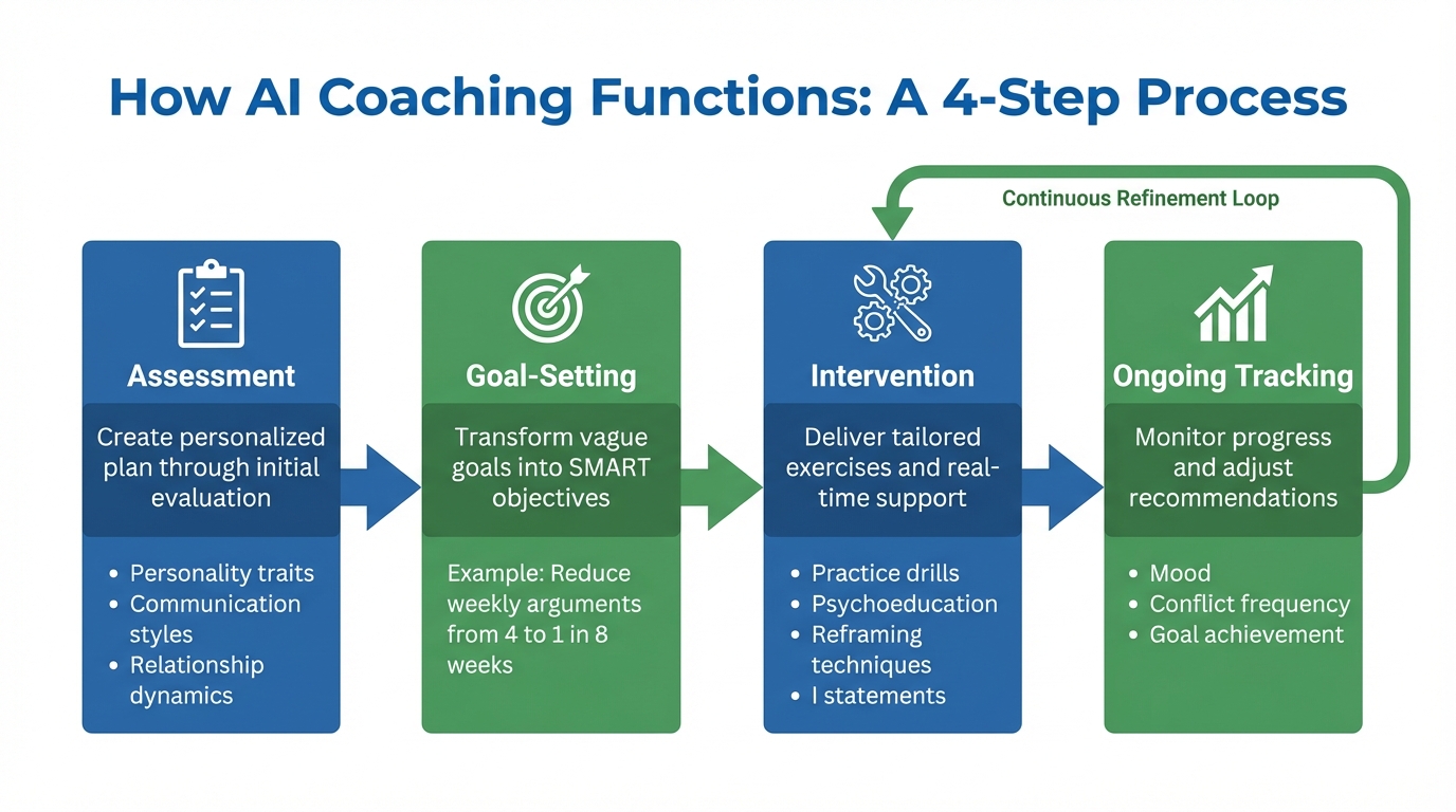 AI Relationship Coaching Process: 4-Step Framework from Assessment to Progress Tracking