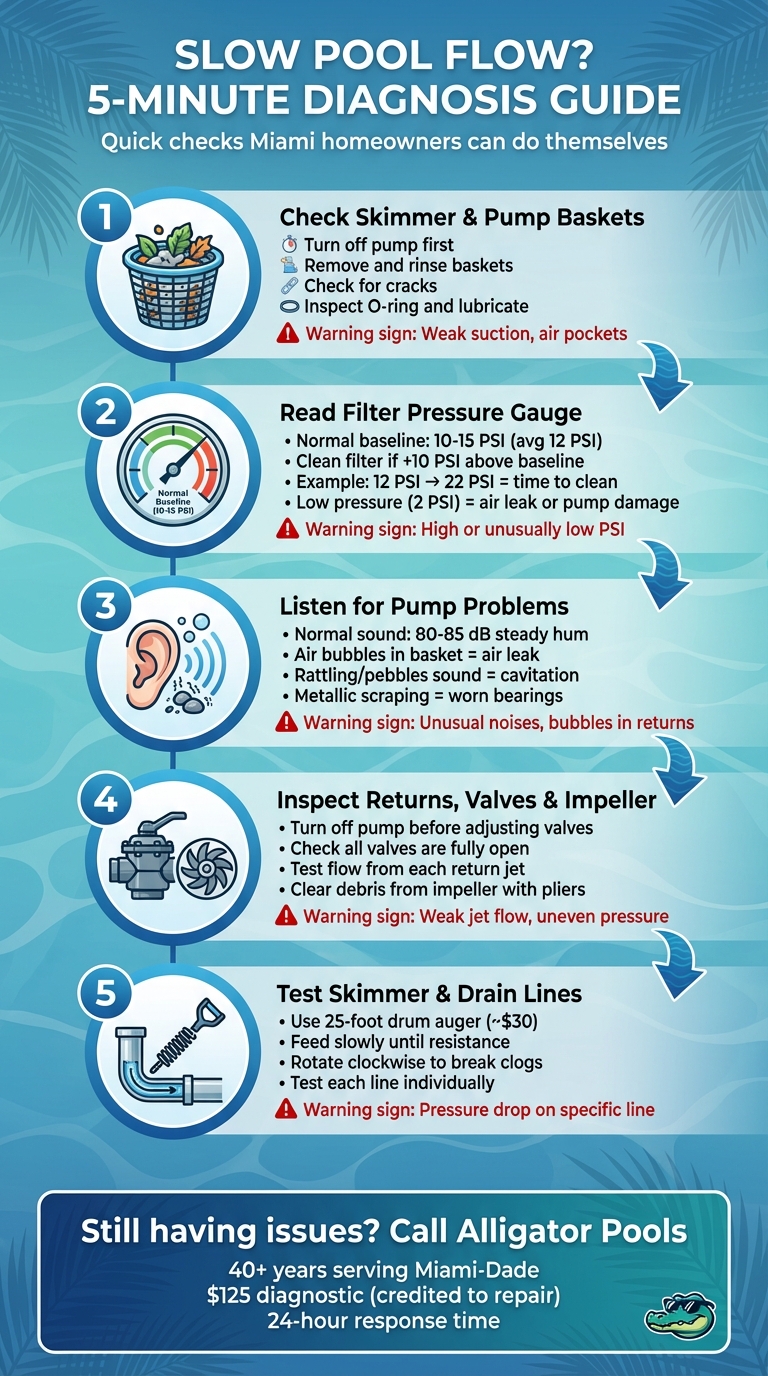 5-Step Pool Flow Diagnosis Guide for Miami Homeowners