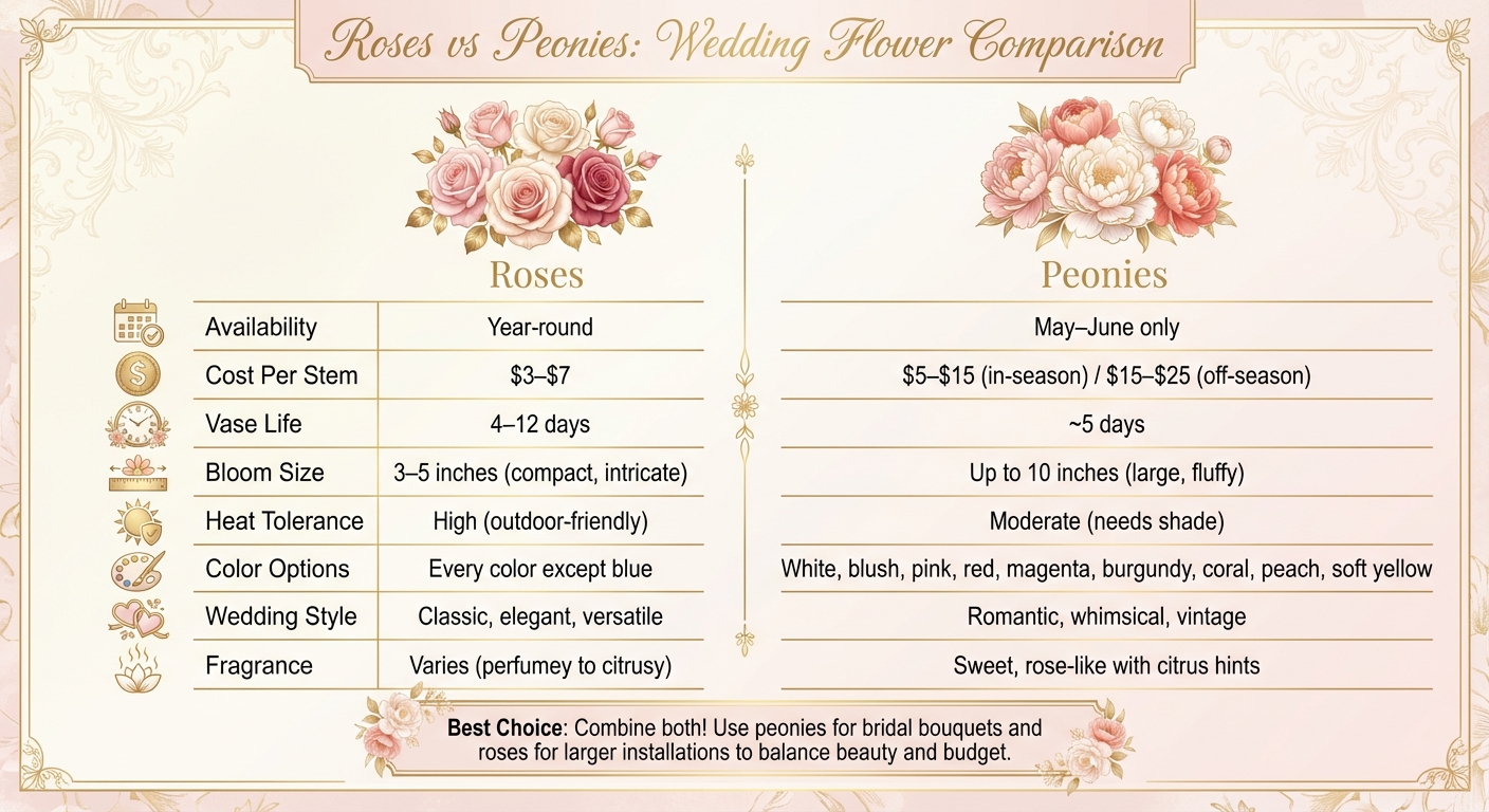 Roses vs Peonies Wedding Flowers Comparison Chart