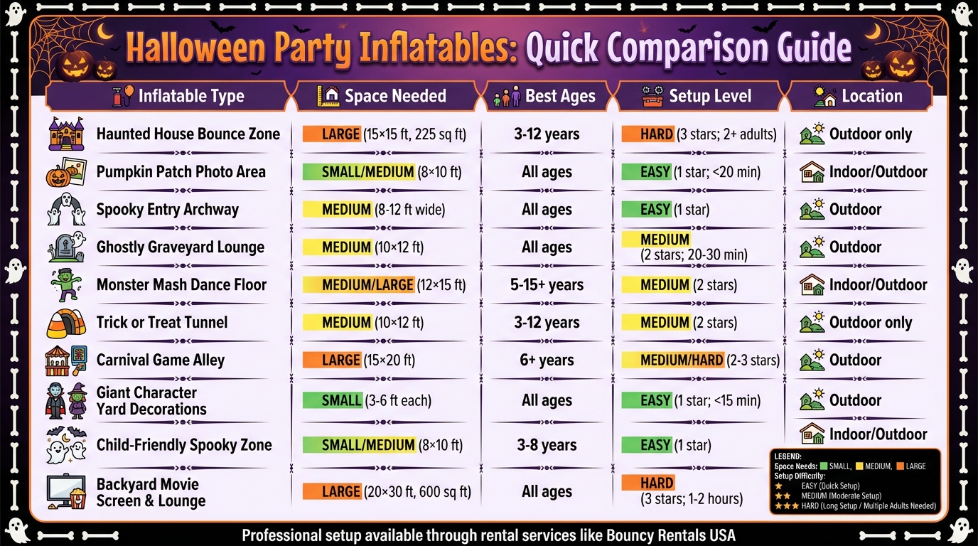 Halloween Inflatable Decor Comparison: Space, Age Range & Setup Guide