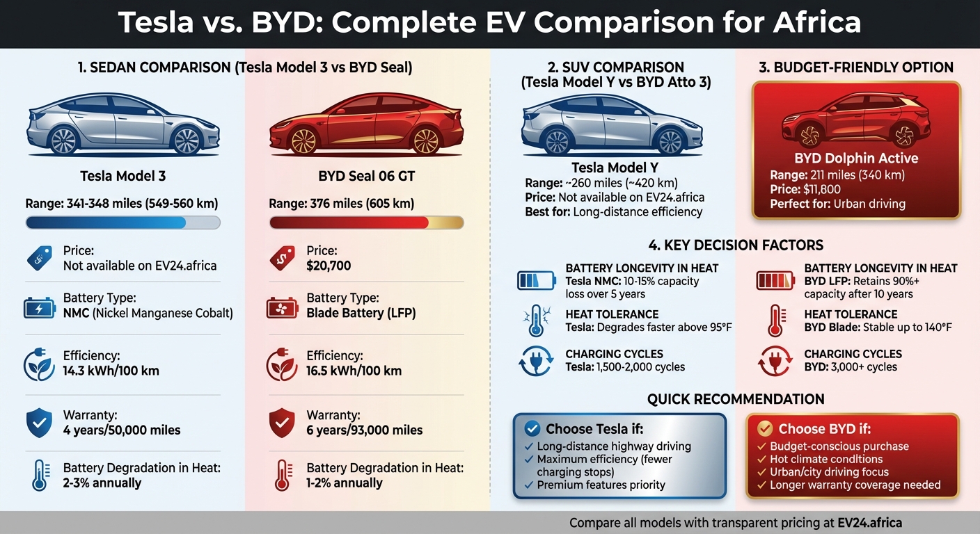 Tesla vs BYD Electric Vehicles: Range, Price and Battery Comparison for Africa