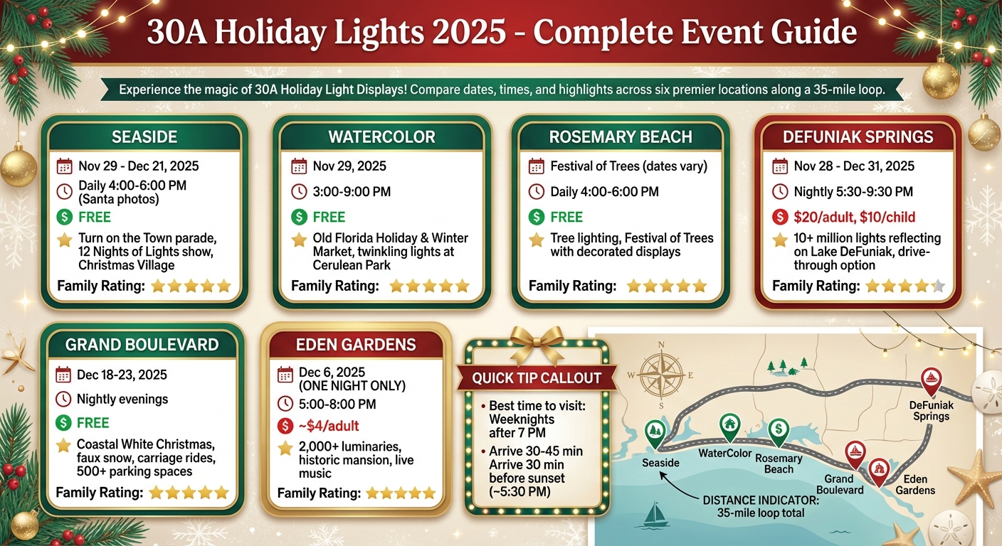 30A Holiday Light Displays 2025: Complete Event Guide with Dates, Times & Prices