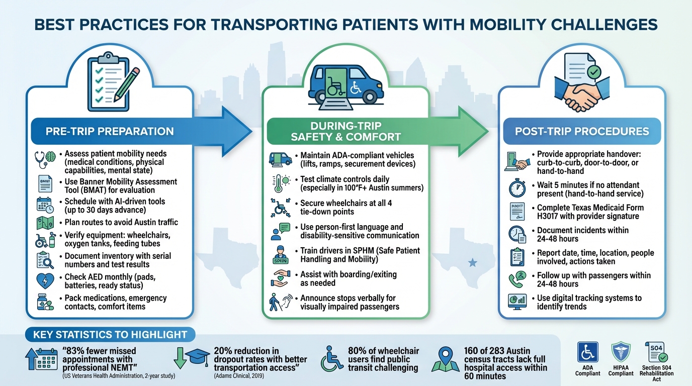 Best Practices for Safe Patient Transportation: Pre-Trip, During-Trip, and Post-Trip Procedures