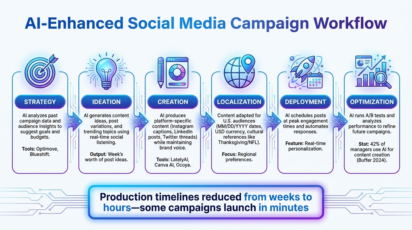 6-Stage AI-Enhanced Social Media Campaign Workflow