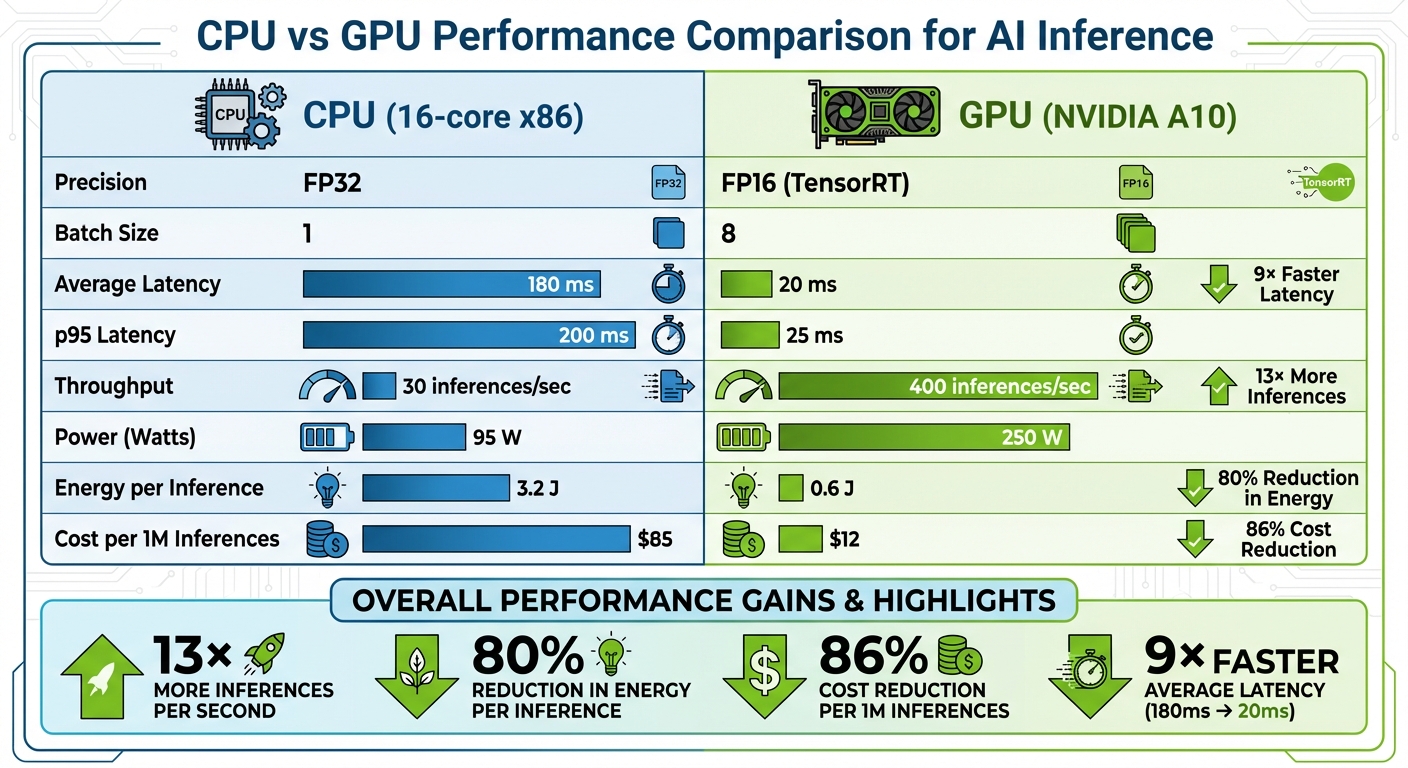 CPU vs GPU Performance Comparison for AI Inference