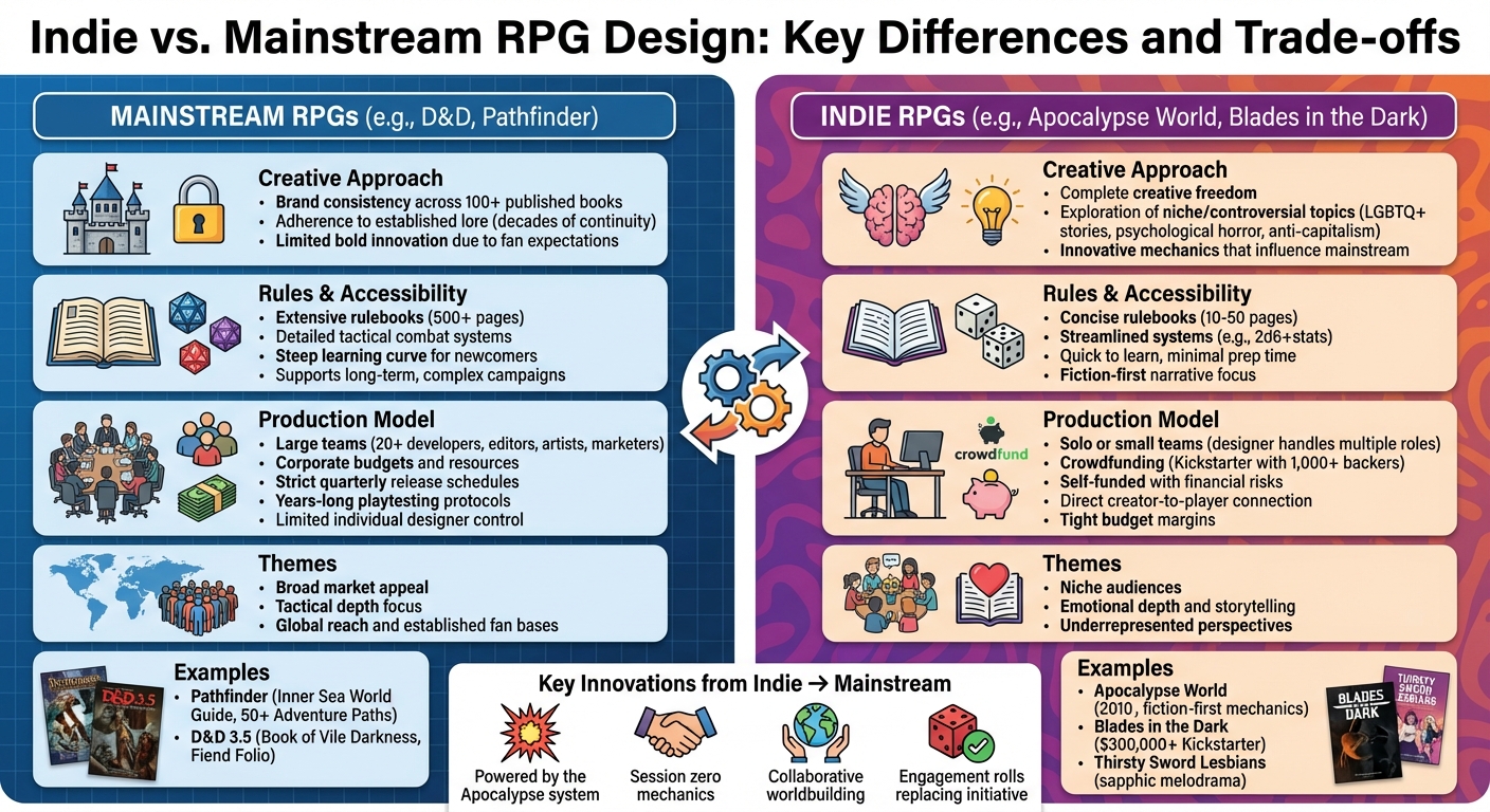 Indie vs Mainstream RPG Design: Key Differences and Trade-offs