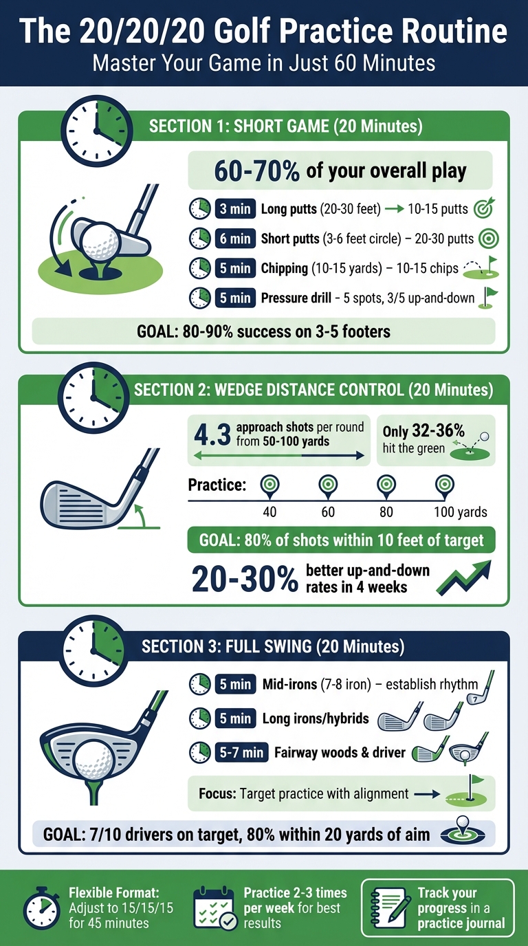 20/20/20 Golf Practice Routine: One-Hour Structured Training Guide
