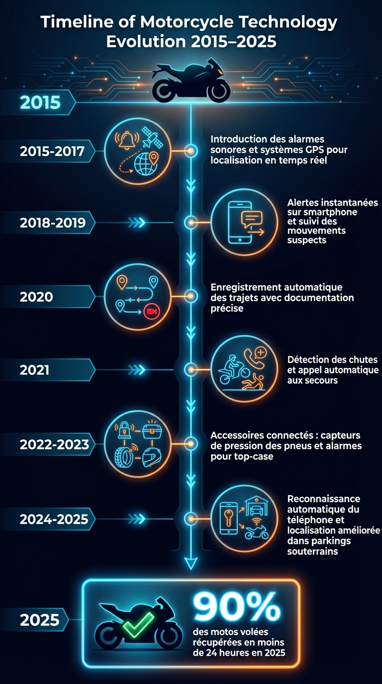 Évolution de la technologie moto 2015-2025 : chronologie des innovations