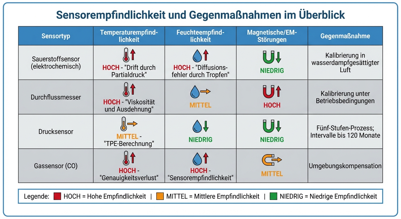 Sensor-Empfindlichkeit gegenüber Umgebungsbedingungen und Kalibrierungsmaßnahmen