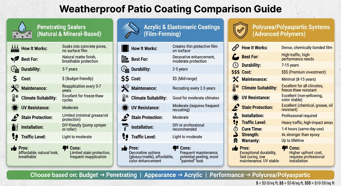 Checklist For Choosing Weatherproof Patio Coatings 5 Weatherproof Patio Coating Types Comparison Chart