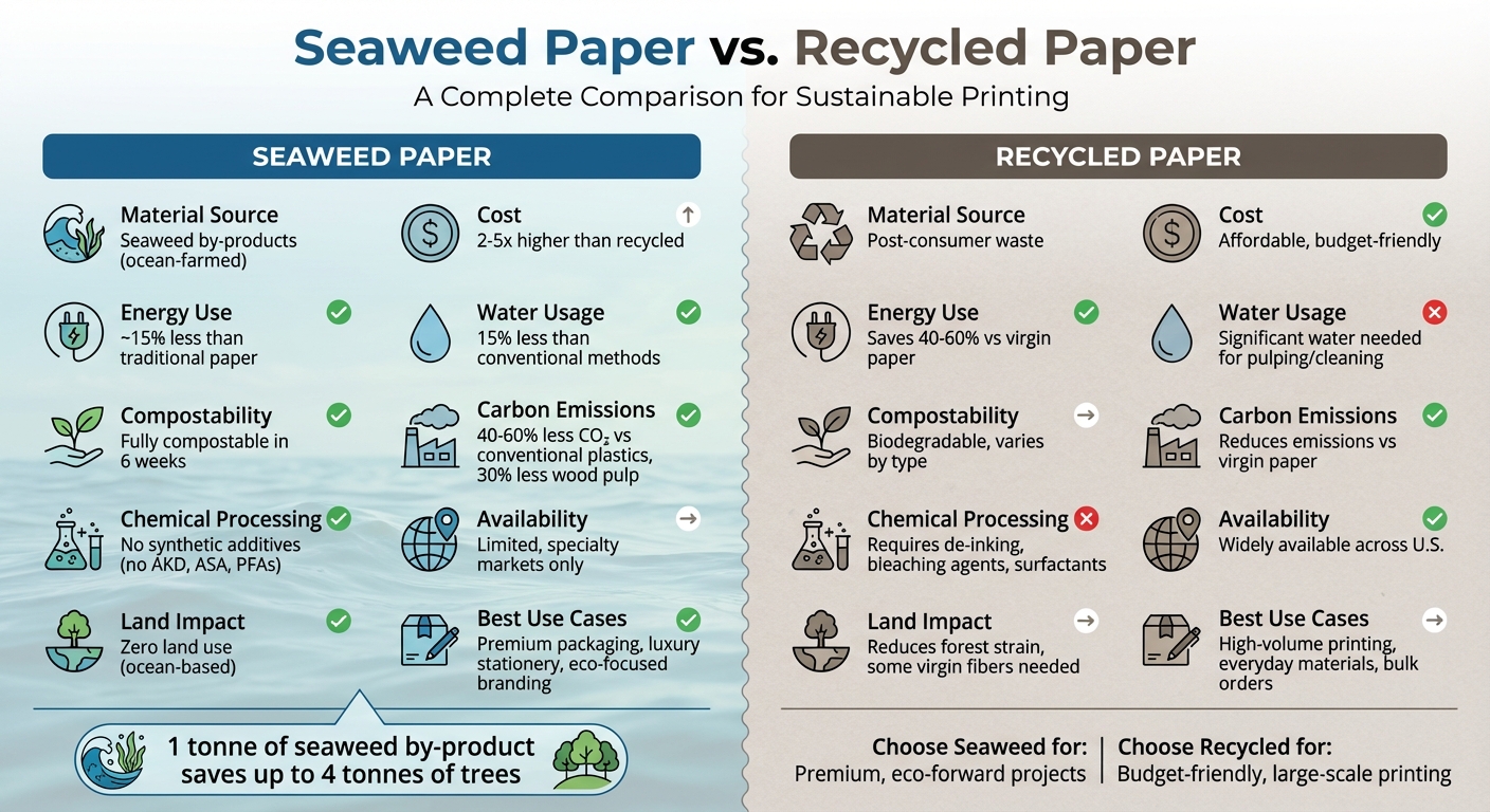 Seaweed Paper vs Recycled Paper: Complete Environmental and Cost Comparison