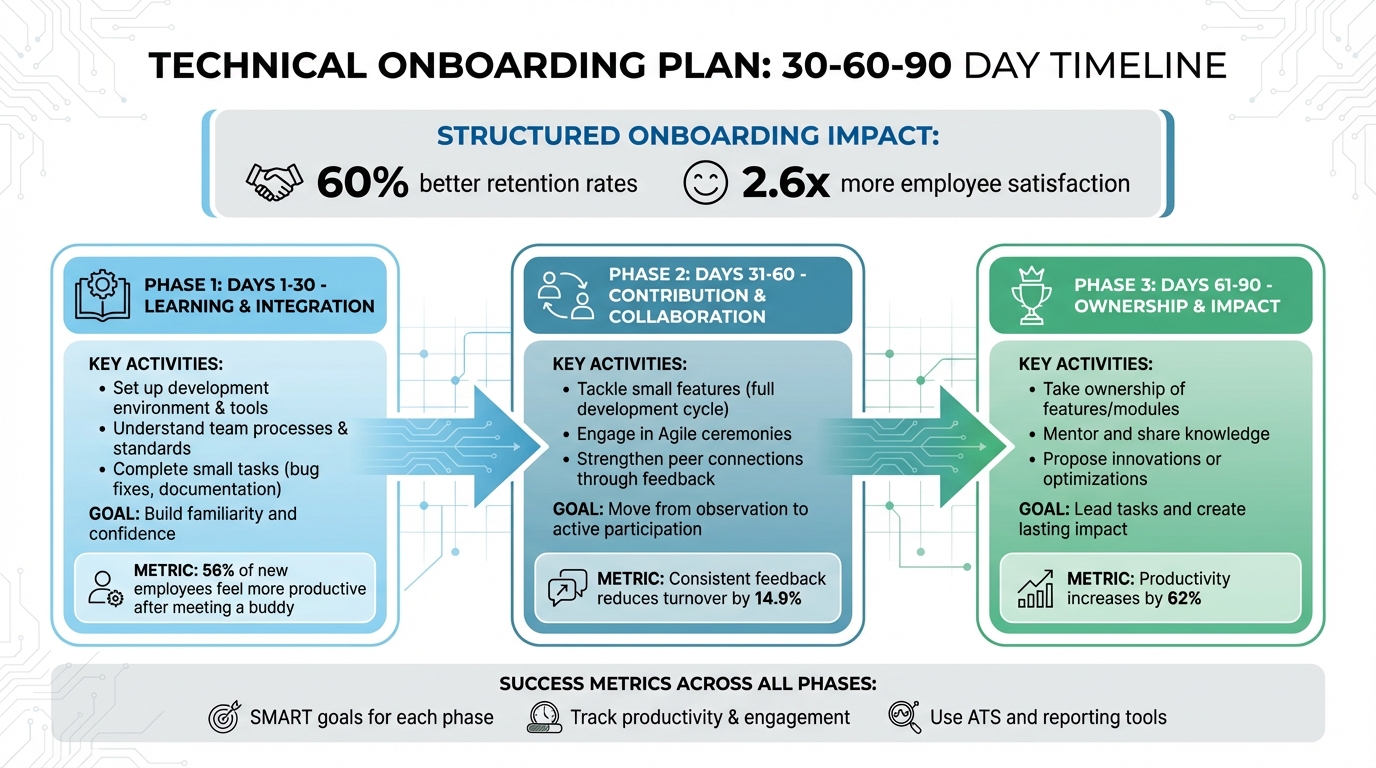 30-60-90 Day Technical Onboarding Plan with Key Milestones and Metrics