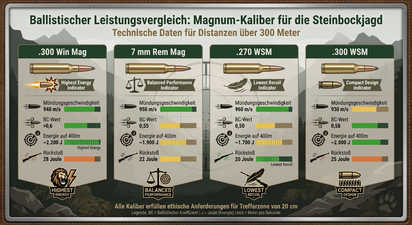 Comparaison des calibres magnum pour la chasse au chamois : données de performance balistique