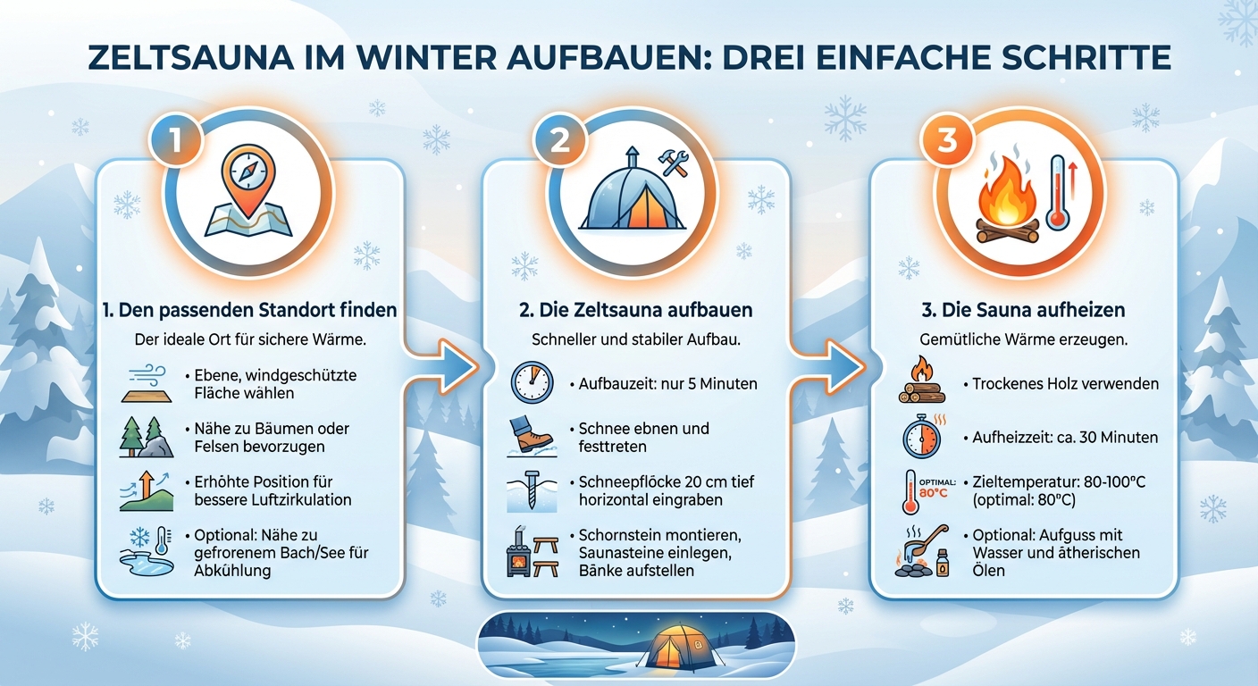 Zeltsauna im Winter aufbauen: 3-Schritte-Anleitung