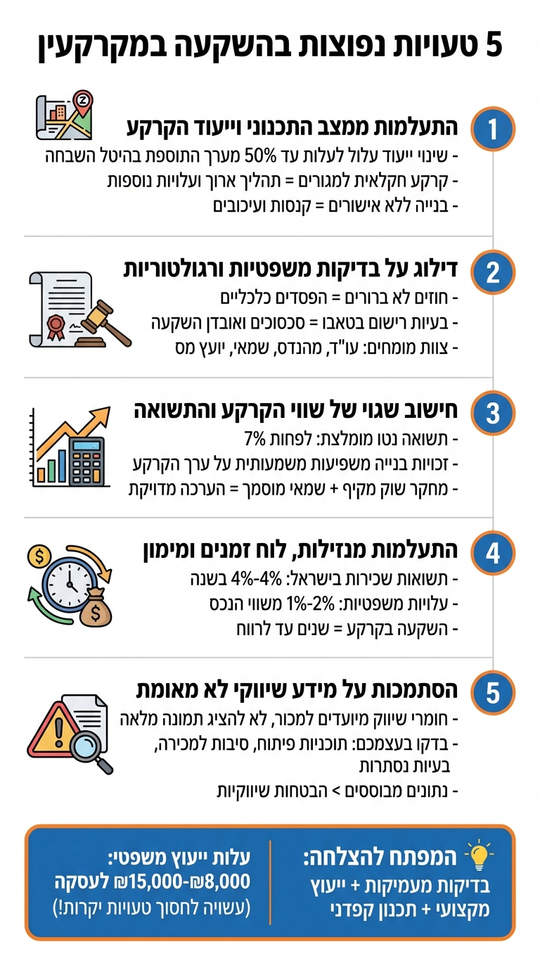 5 טעויות נפוצות בהשקעה במקרקעין ואיך להימנע מהן