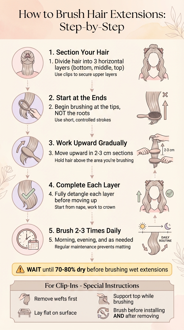 Step-by-Step Guide to Brushing Hair Extensions Properly