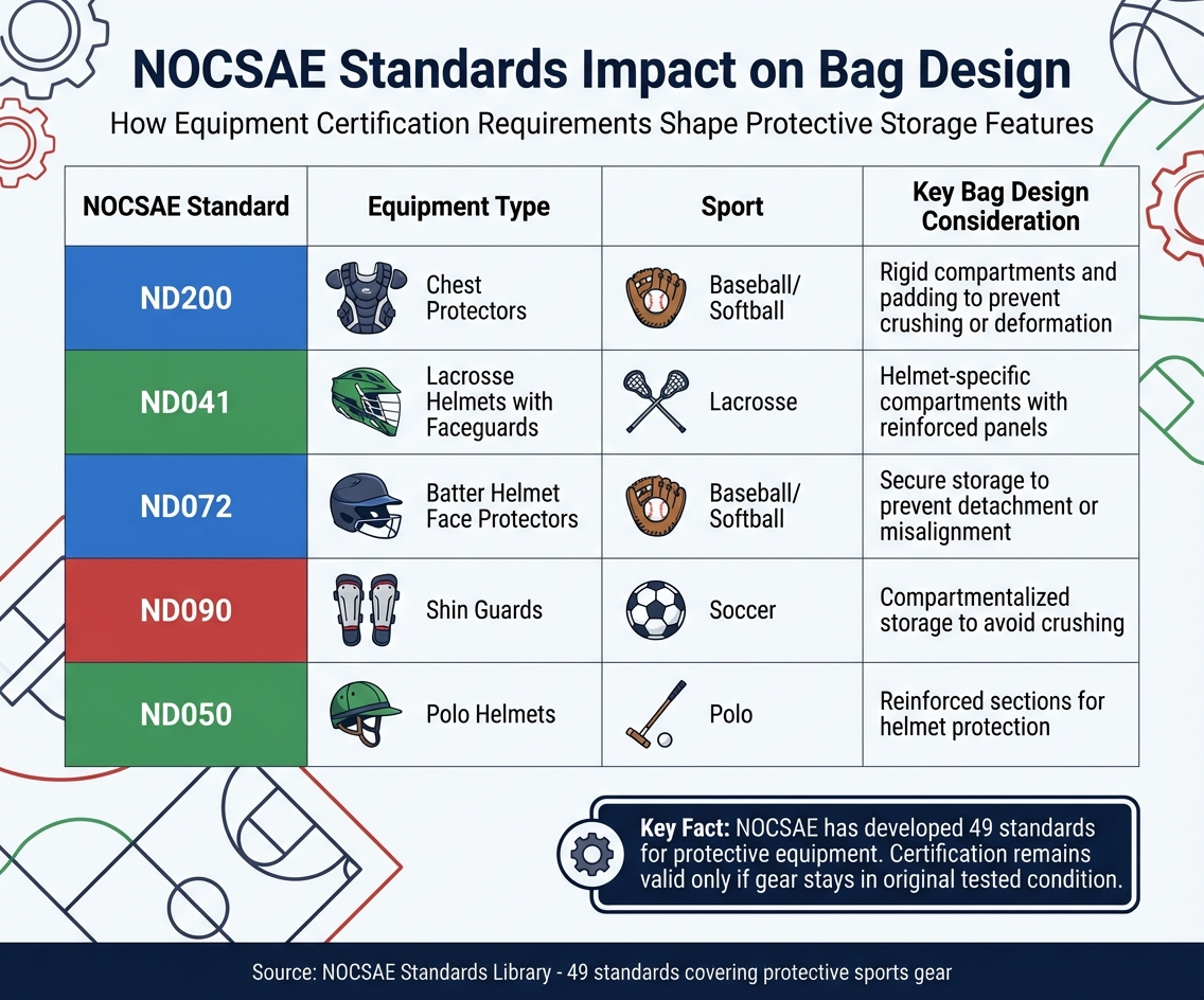 NOCSAE Standards and Custom Sports Bag Design Requirements by Equipment Type
