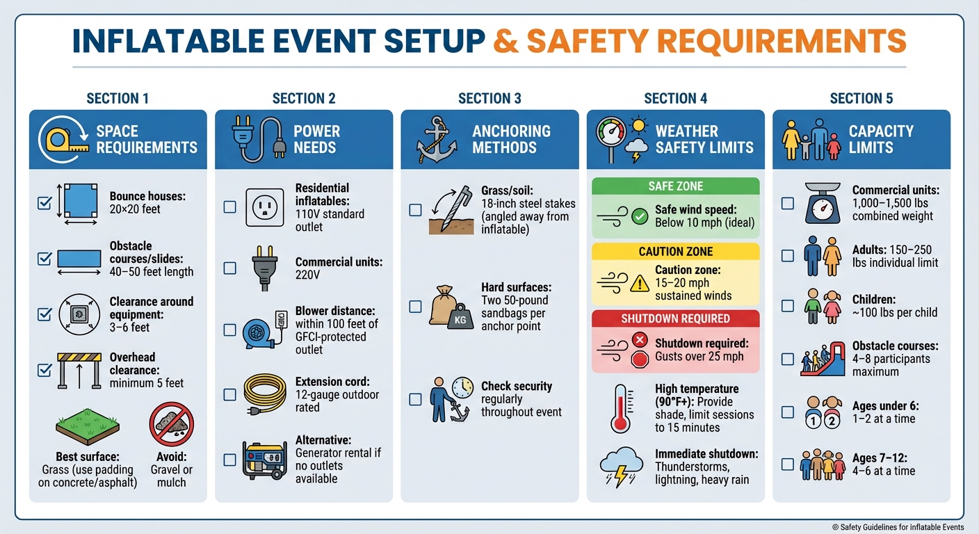 Inflatable Event Setup and Safety Checklist: Space, Power, and Weather Requirements