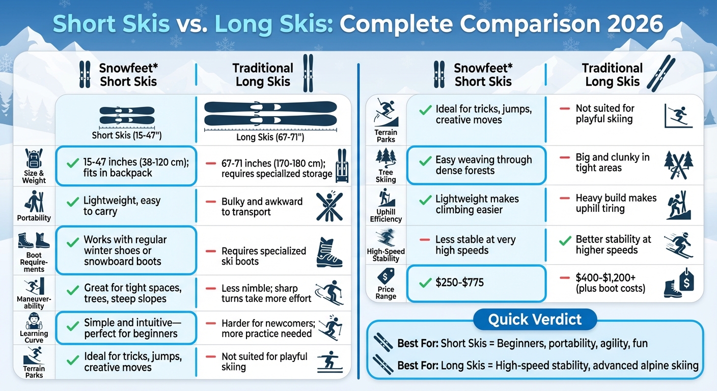 Short Skis vs Long Skis Comparison Chart 2026