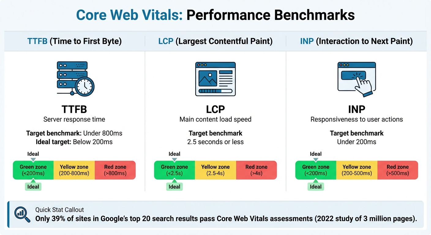 Core Web Vitals Metrics: TTFB, LCP, and INP Target Benchmarks