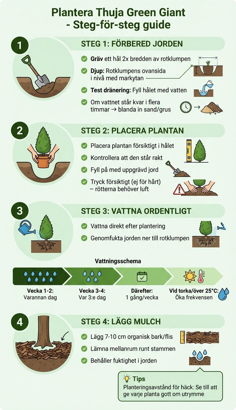 Plantera Thuja Green Giant: Steg-för-steg guide med vattningsschema