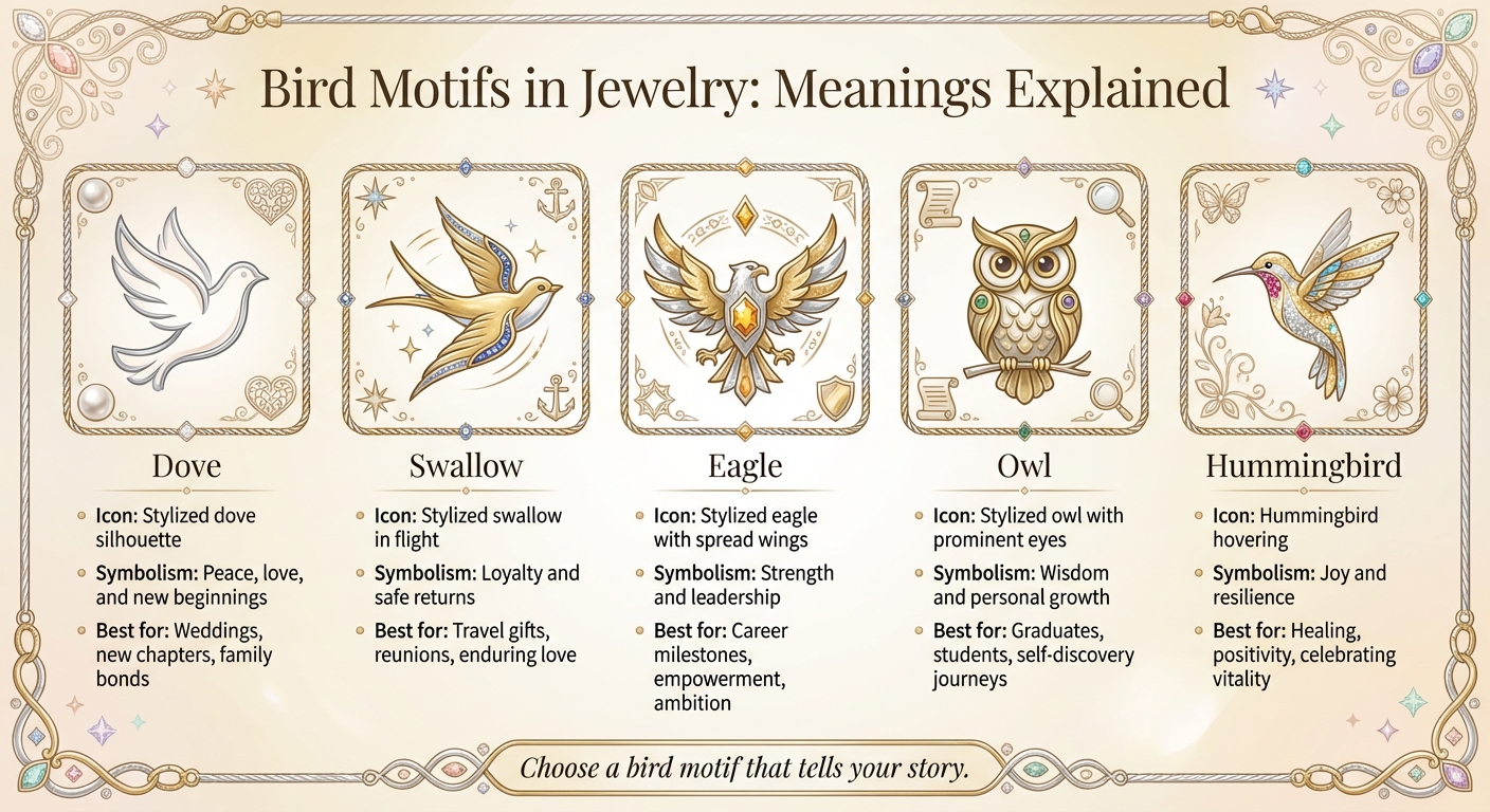 Bird Motifs in Jewelry: Symbolism and Meanings Guide