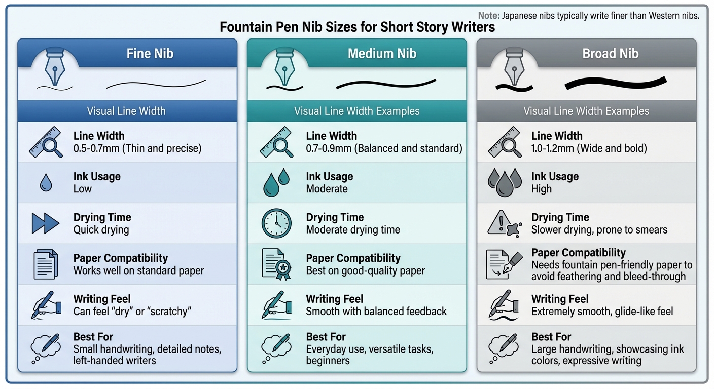 Fountain Pen Nib Size Comparison Chart for Writers