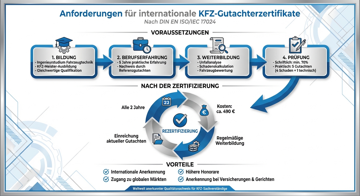Anforderungen für internationale KFZ-Gutachterzertifikate nach ISO 17024
