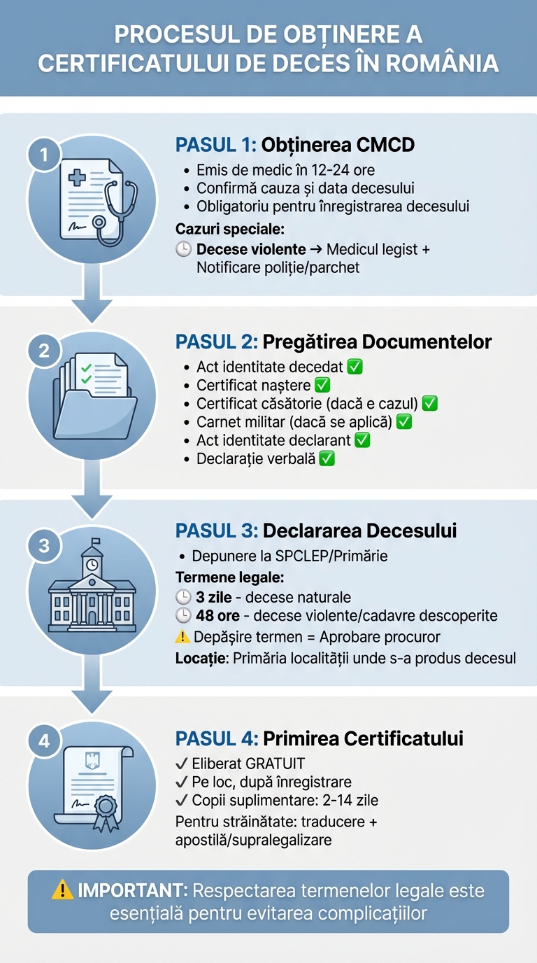 Pașii pentru obținerea certificatului de deces în România