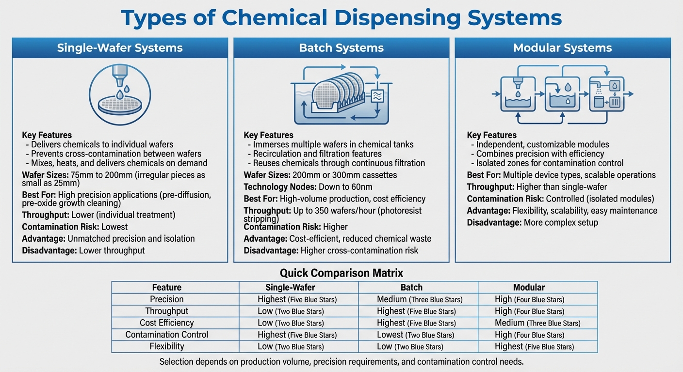 Comparison of Three Chemical Dispensing System Types for Semiconductor Wafer Cleaning