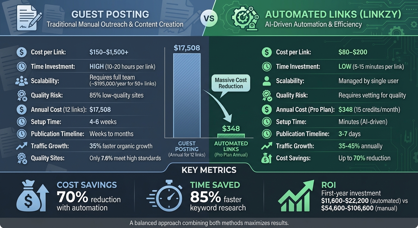 Guest Posting vs Automated Links: Cost and ROI Comparison